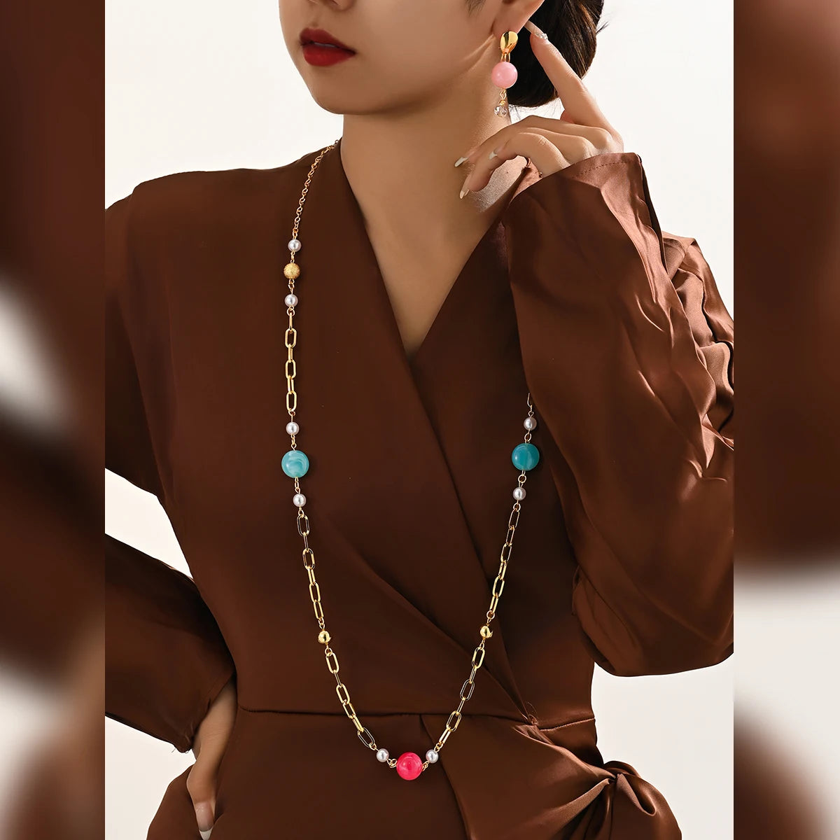 MEIZI 18K Gold Plated Dubai Wedding Jewelry Set Wholesale Copper Body Chain and Diamond Earring for Parties Engagements Gifts