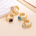 In-Stock Inoxydable Colorful Zircon Rings Custom Adjustable PVD Gold Finger Band Women Stainless Steel Fashion Rings Wholesale