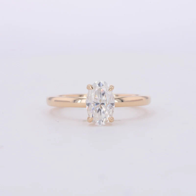 Starsgem Hot Sale  5*8mm 1ct Oval Cut DEF Moissnaite 10k Yellow Gold  Solitaire Ring