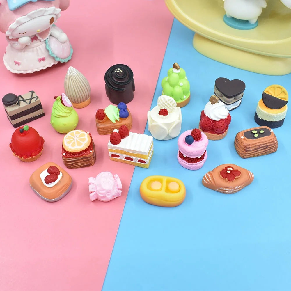 Lovely Simulation Dessert Miniature Cake Flat Back Resin Cabochon Doll House Mini Food Toys for DIY Craft Decoration