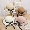 Landfond Seaside Sunshade Summer Wholesale Curved Edge Beach Luffy Straw Sun Hat for Boys and  Girls