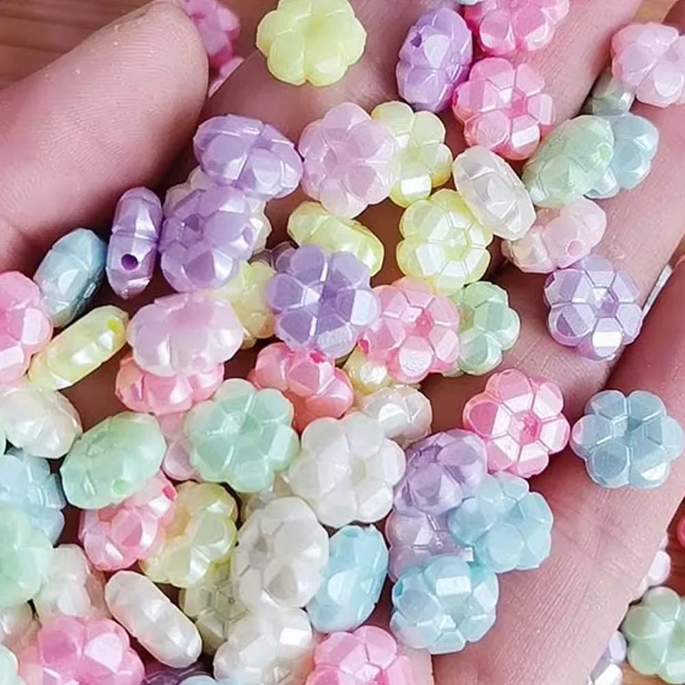 Best Sale 500g/Bag 12*12mm Acrylic Plastic Lucite Flower Beads Colorful Pearl Colors Bracelet Making Best Sale Beads Acrylic