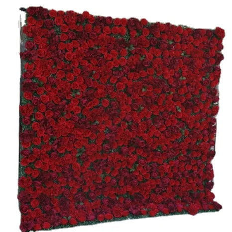 Fast Delivery 8ft X 8ft Burgundy Artificial 3D Rose Flower Wall Backdrop Artificial Flower Wall for Wedding Stage Decoration