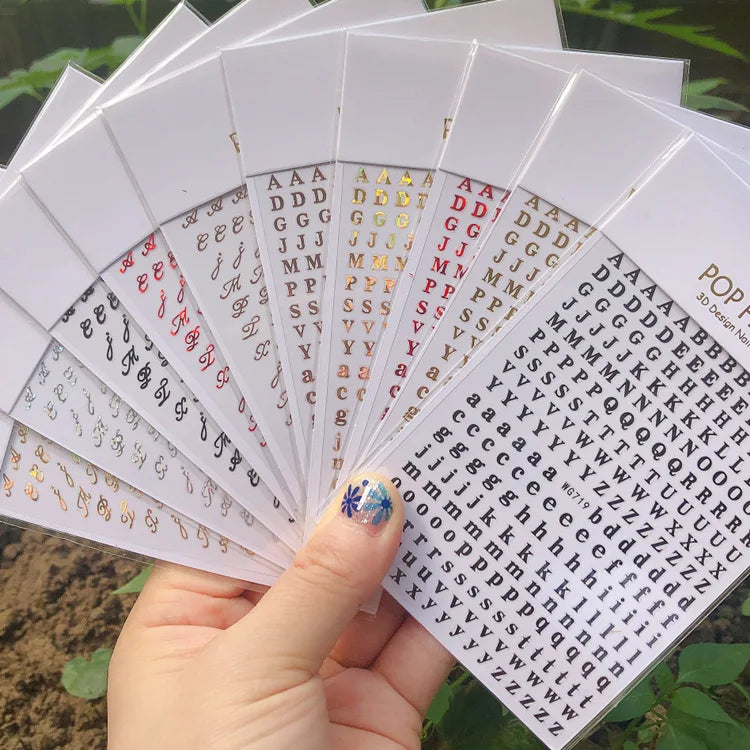 Ready to Ship Handwriting Letter Nails Sticker Symbols Letter Lettering Nail Sticker WG679-720