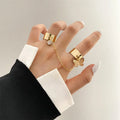Wholesale Punk Cool Hiphop Chain Rings Multi-layer Adjustable Open Finger Butterfly Crystal Ring Set Man Rings Set