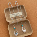 Turquoise Bead Silver Chain Necklaces Openwork Flower & Oval Drop Pendants Casual Daily Wear Accessories