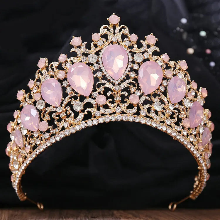 Qushine Big New Green Bridal Crown Princess Tiara Headband Alloy Party Accessories for Women's Birthday or Wedding