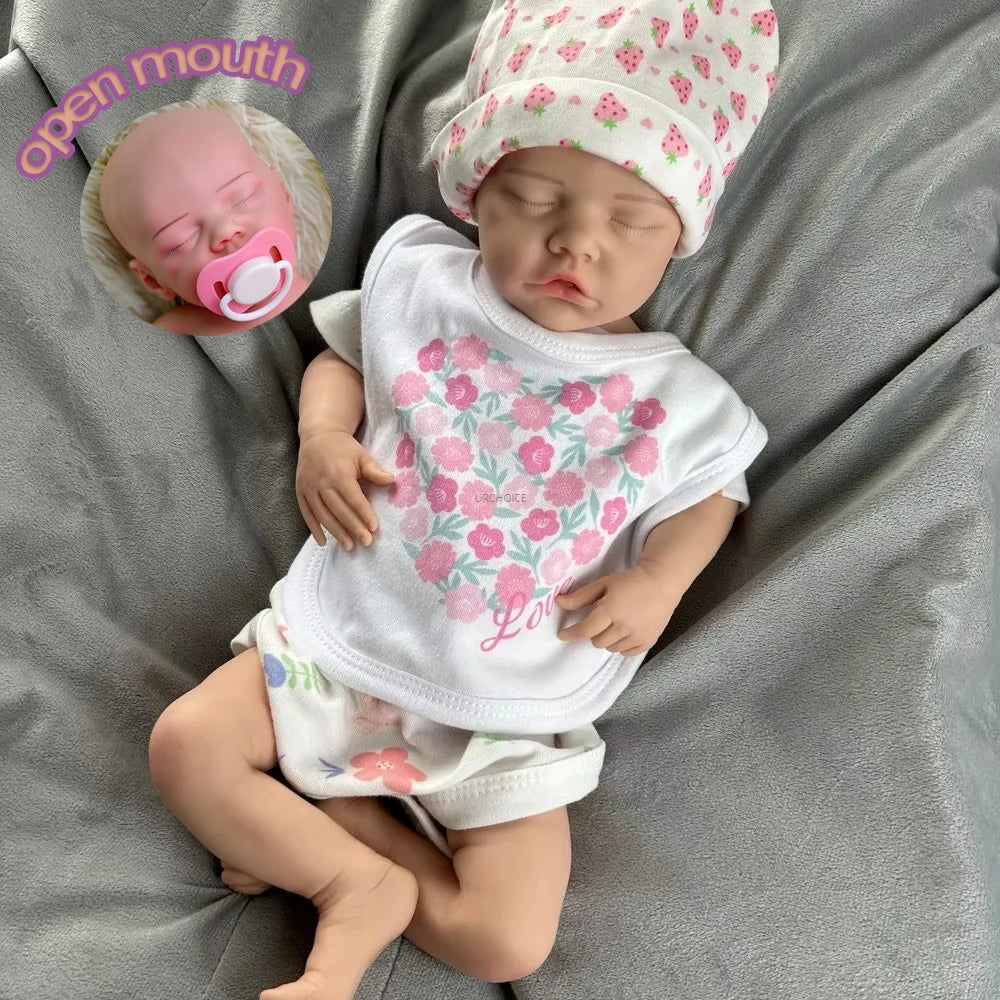17 Inch Silicone Reborn Baby Doll Waterproof Girl Lifelike Painted Realistic Sleeping Full Body Bebe Toys for Children Gift