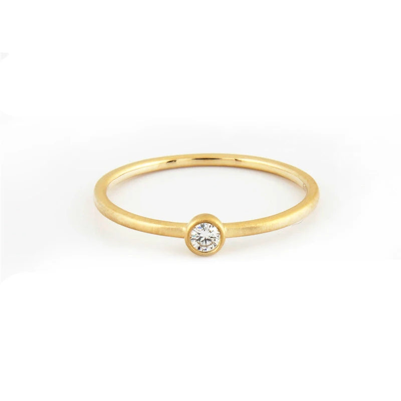 Dainty Jewelry Natural White Diamond Minimalist Real 18kt Gold 18k Wedding Rings