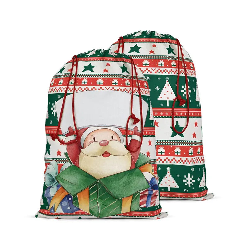 Large Volume Christmas Candy Gift Bag Christmas Tree Decoration Sublimation Pattern Gift Supplies Merry Christmas Bag