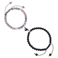 Heart Magnetic Couple Bracelets for Women Men Jewelry His and Her Friendship Adjustable Stone Beaded Bracelet