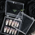 High-end False Nail Press on Wearing Gift Box Transparent Square Flip Tool Packing Box for False Nails Finished Product