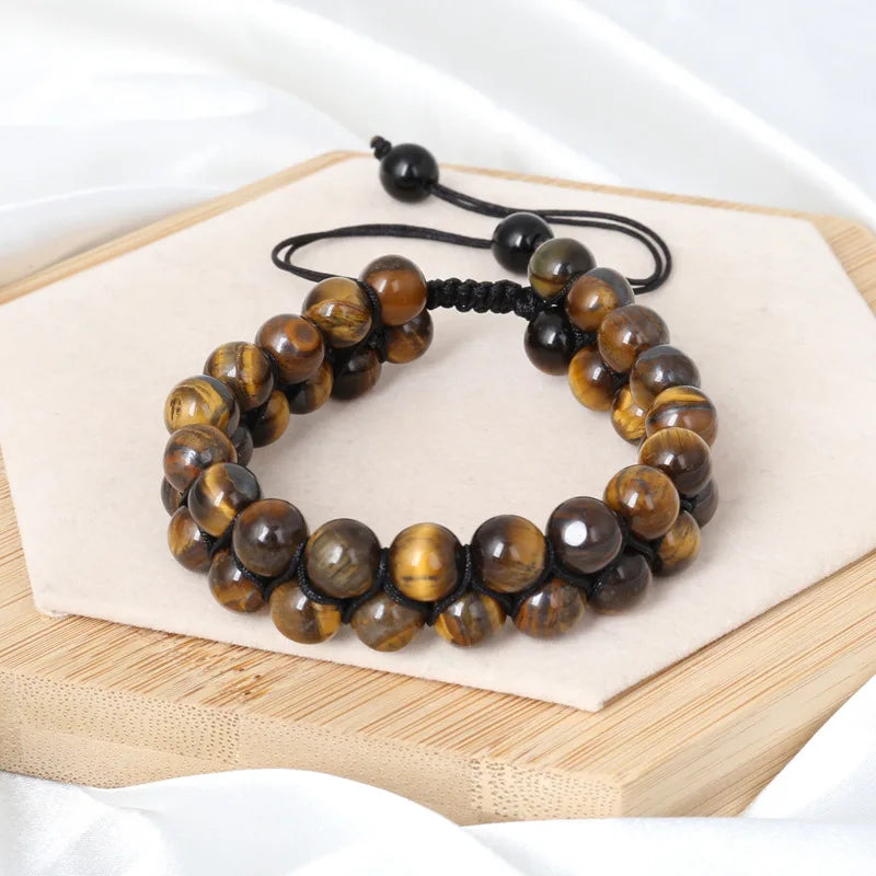 Stone Knitting tiger Eye Two Layers Natural Stone Bracelet ST246