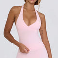 New Arrival Custom Halter Sports Gym Tank Top V-Shape Workout Nylon Spandex Padded Breathable Women Yoga Sleeveless Tank Top