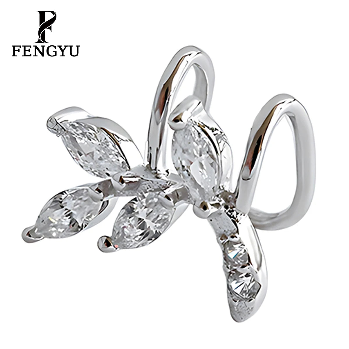 925 Sterling Silver Leaf Clip-on Earrings Non Pierced for Women Zircon Ear Cuff Custom Fine Designer Jewelry