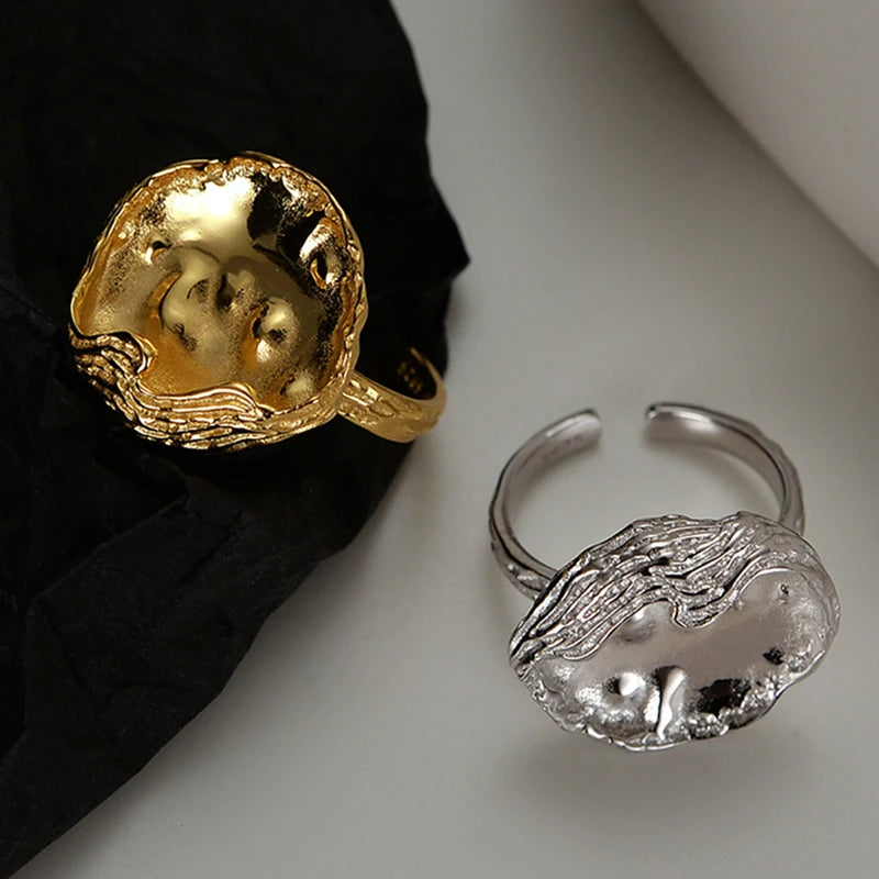 ICEBELA Fine Jewelry Heavy Industry Women Ring Female Niche Design Shell Shape Gemstone Adjustable Rings for Girl