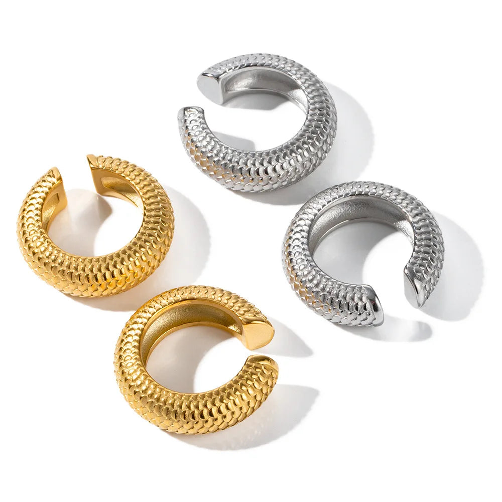 2023 Hot Selling Chunky Stainless Steel Ear Cuff Earrings Fashion Jewelry Statement Silver and Gold Snake Earrings