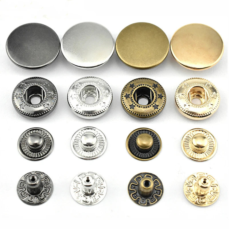 Custom Logo Metal Snap Button 4 Parts Snap Fastener Button for Clothing