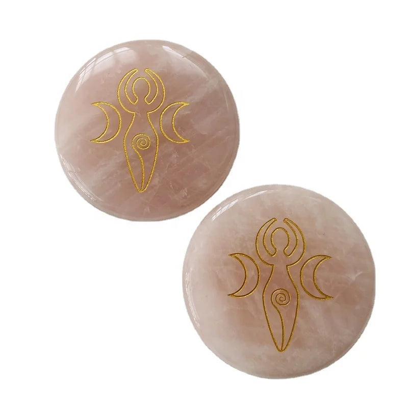 Wholesale Natural Healing Crystal Gemstone Decoration Hand Carved Rose Quartz Round Crystal Dish