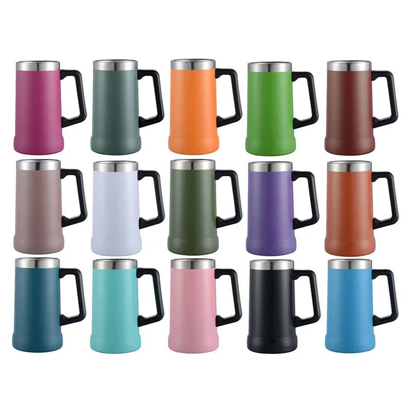 FX Factory 24oz Double Wall Vacuum Insulated Stainless Steel Matte Thermal Tumbler Handle 12-24hr Insulation Eco-Friendly