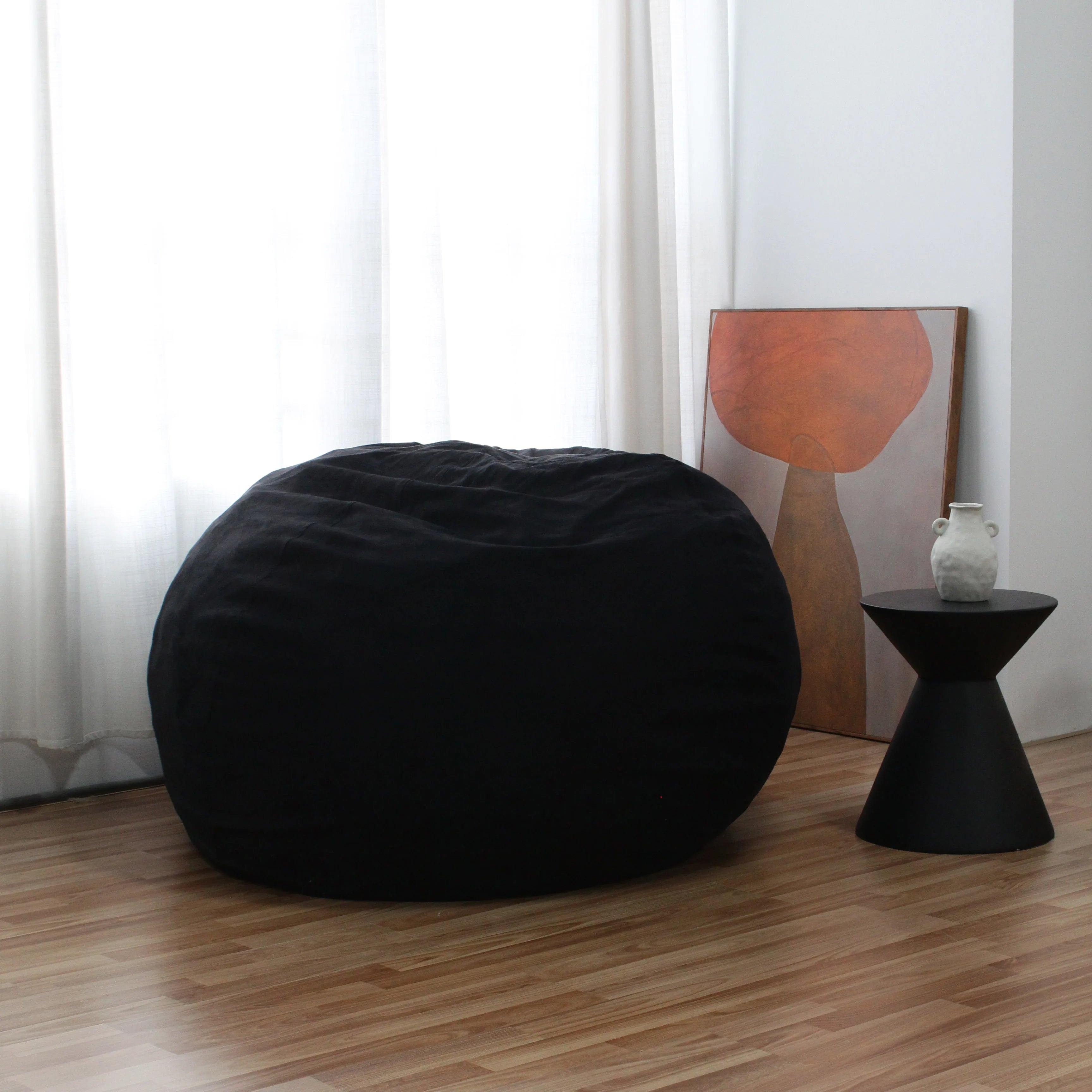 Luxury Faux Fur Shredded Foam Bean Bag Shredded Foam Chair Large Lazy Sofa Beanbag Chair for Living Room Bedroom