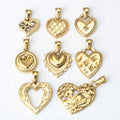 S1215 Small Non Tarnish Religious Religion Jewelry Supplies 18K Gold Plated Stainless Steel Open Heart Charm Pendants Religion