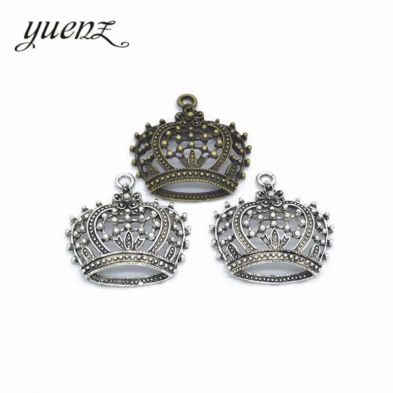 YuenZ Zinc Alloy Antique Silver Color Crown Charms Pendants Jewelry Findings for DIY Choker Necklace Bracelet 40*39mm N216