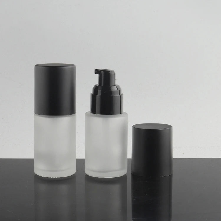 BB Cream Cylinder Cosmetic Semi-packpaging Airless Pump Bottle 30ml Foundation Bottle Glass Packaging Carton Screen Printing