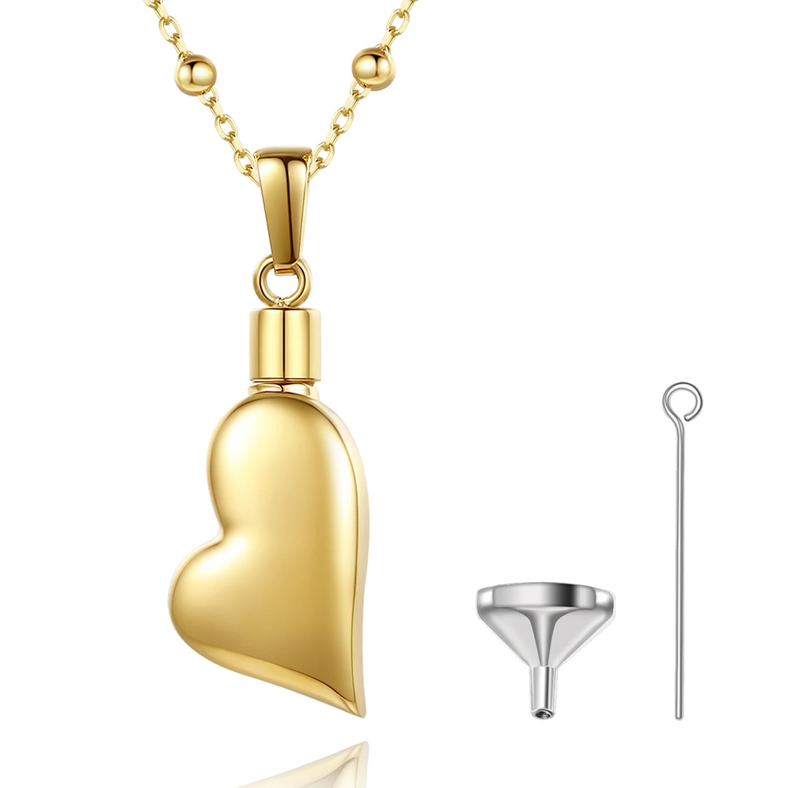Wholesale Gold Plated Stainless Steel Heart Memorial Pet Urn Engagement Jewelry Trendy Link Chain Pendant Necklace