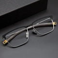 OEM Luxury Square Titanium Eyeglasses Frames Men's Spectacle Optical Glasses with Solid Pattern Eye Wear