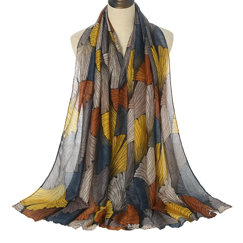 2022 Newest Women Muslim Headband Long Printed Hijab Scarf Fashion Floral Viscose Shawls