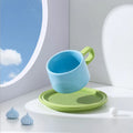 Creative Luxury Korean Office Coffee Cup and Saucer Set Fancy Contrast Color Simple Afternoon Tea Ceramic Mug
