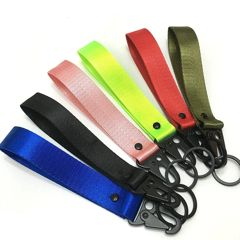 Hand Wrist Strap Lanyard with Metal Hook & Keychain Ring Holder Polyester Material Short Length for Cars/Motorcycle Gifts