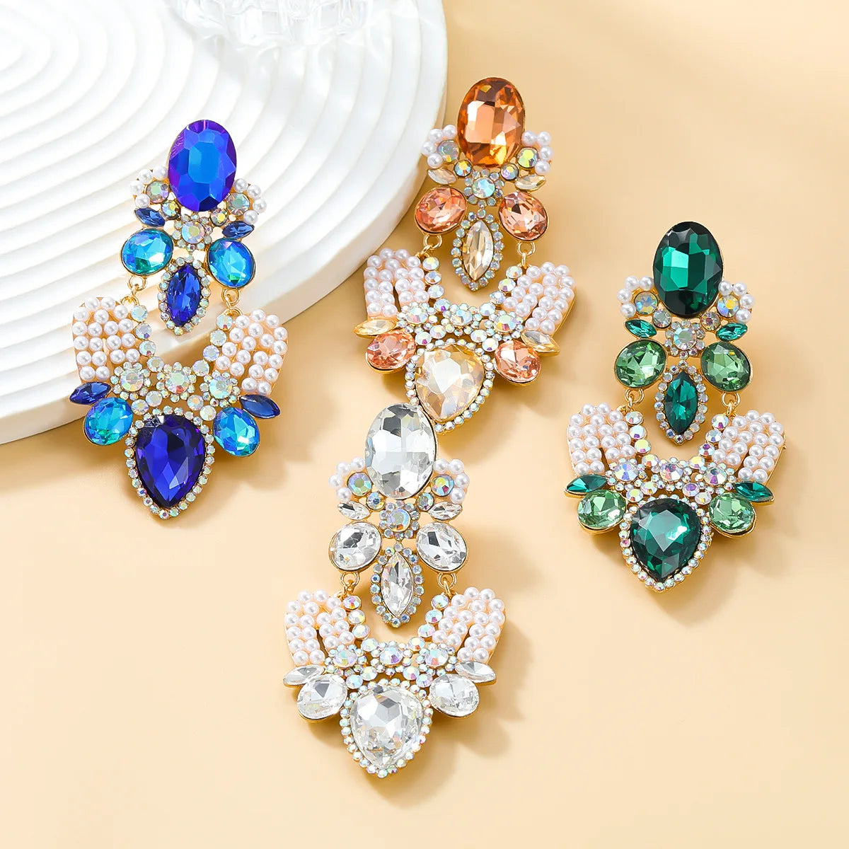 2023 Alloy Diamond Rhinestone Pearl Bohemian Flower Earring Drop Dangle Earrings for Women Jewelry Wholesale