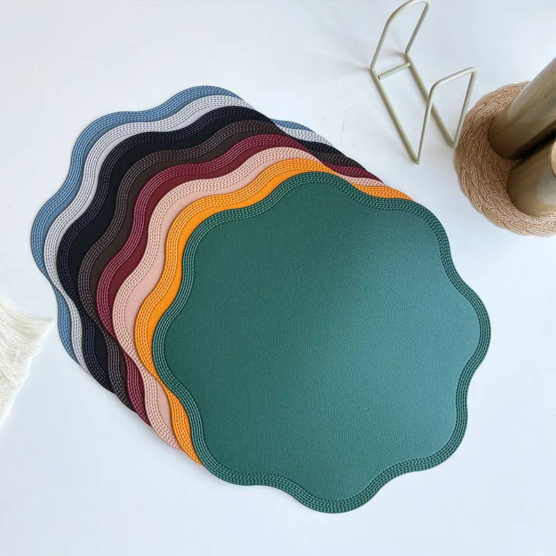 Custom Logo Printed Plastic Non Slip Waterproof Pu Leather PVC Placemat Dining Table Mat Promotional Coaster Place Mats Wedding
