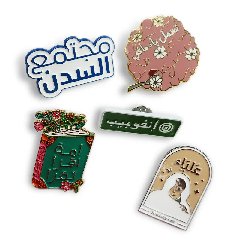 Custom Made Metal Brooch UAE Oman Chief Logo Saudi Arabia Lapel Soft Enamel Pin Badge for National Day Promotional Gift Set