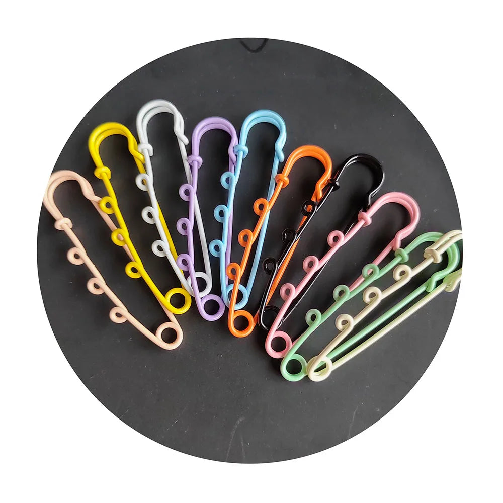 Fashewelry Heavy Duty Safety Pins 2 Inch with 3 Loops Metal Kilt Pins Fasteners for Brooch Making Blanket Knitted Fabric