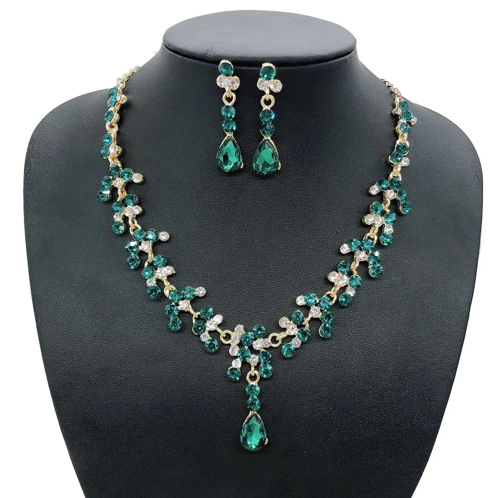 Earrings Necklace Set  Wedding Bridal Jewelry Set Luxurious 18K Gold Women  Jewelry Set