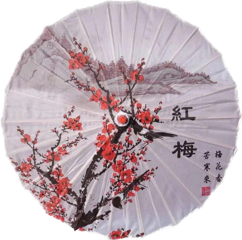 Japanese Silk Wood Golf Umbrella Colorful Paper Oilpaper Parasol Straight Bamboo Frame for Weddings Parties Manual Control