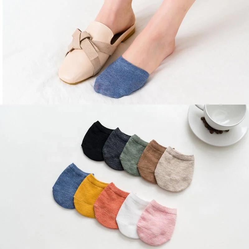 Wholesale Solid Color Toe Topper Socks No Show Liner Half Socks for Women
