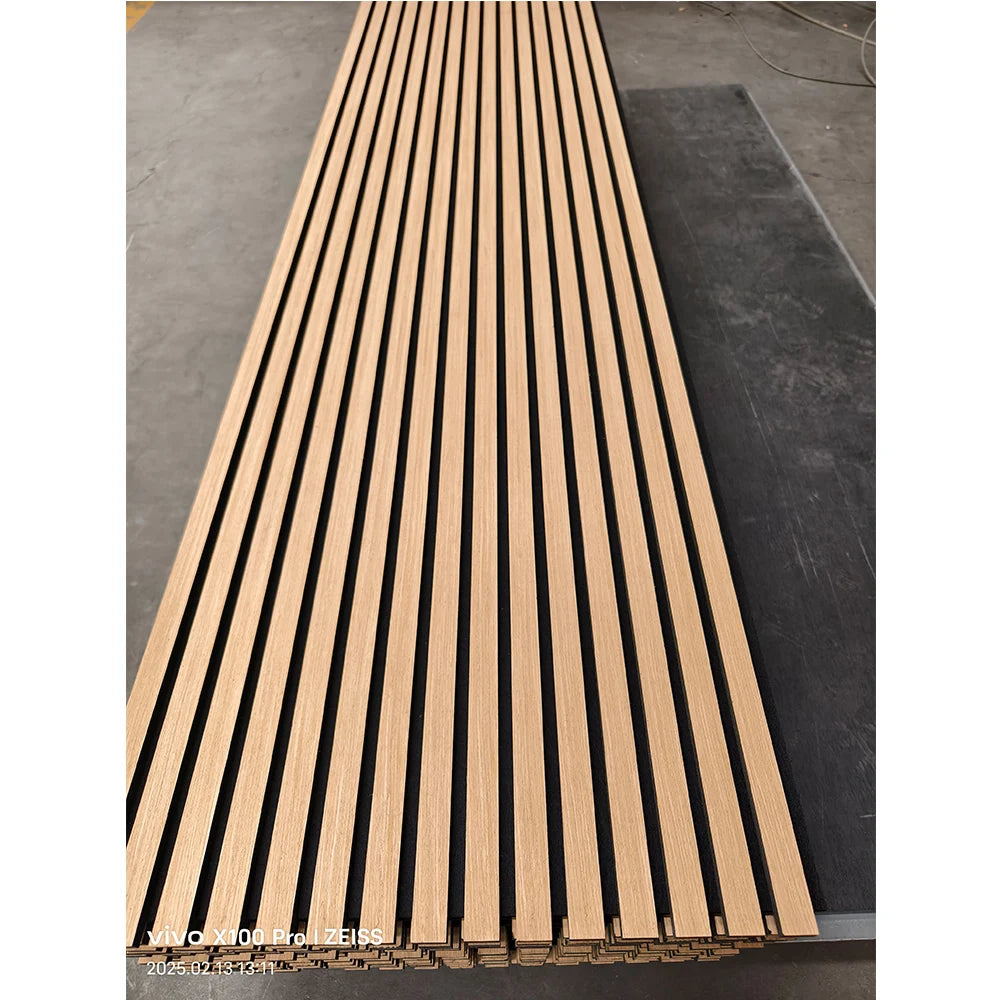 21mm Acoustic Wood Wall Panel Interior Veneer for Soundproof Walls WPC Acoustical Panels for Hotel 2400 x 600