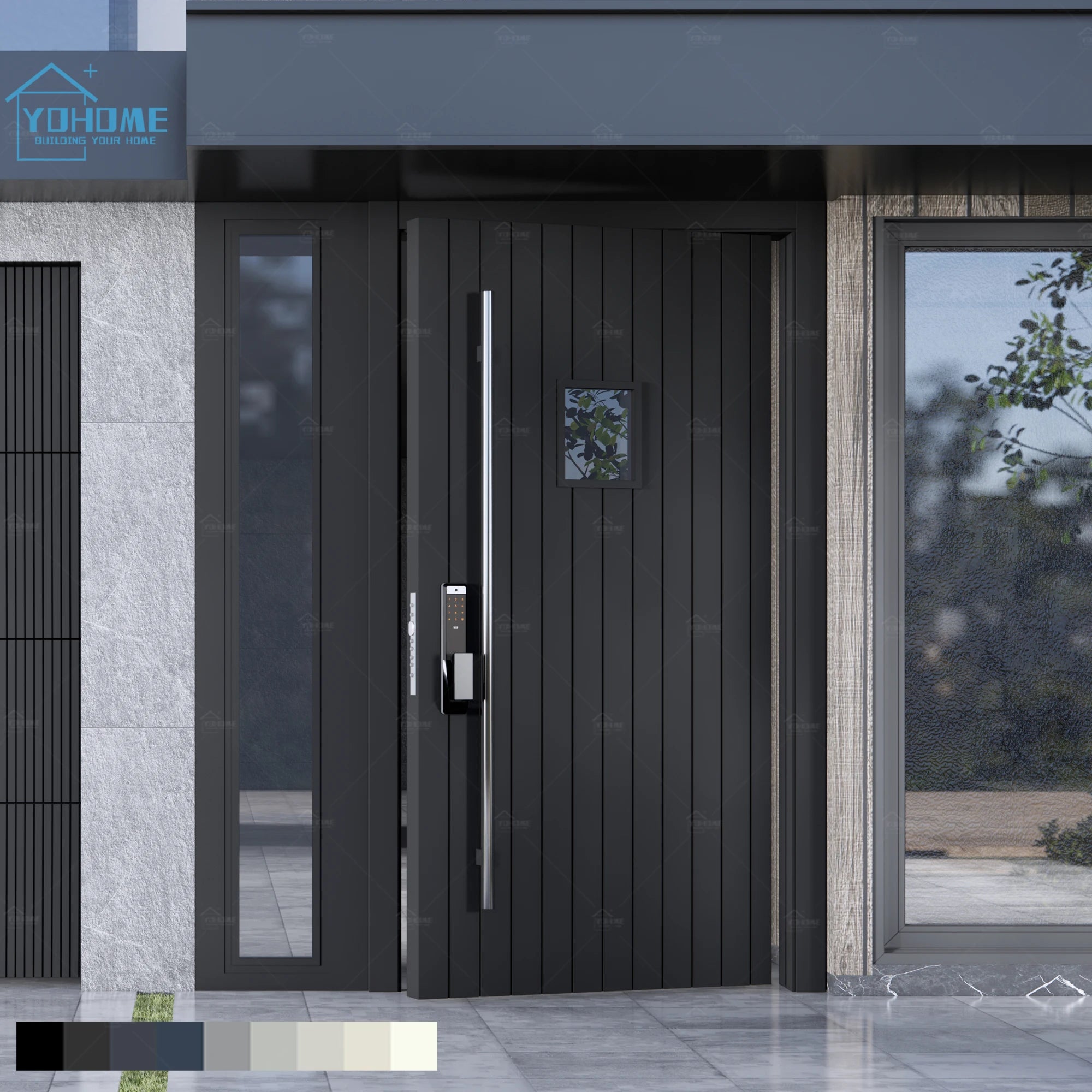 China Top Manufacturer Custom Exterior Door of the House Aluminum Exterior Door Profiles Heat Insulation Single Pivot Door