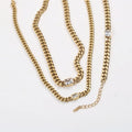 Fashion Jewelry Gold Plated Cuban Chain Necklaces Stainless Steel Crystal Natural Stone Necklace