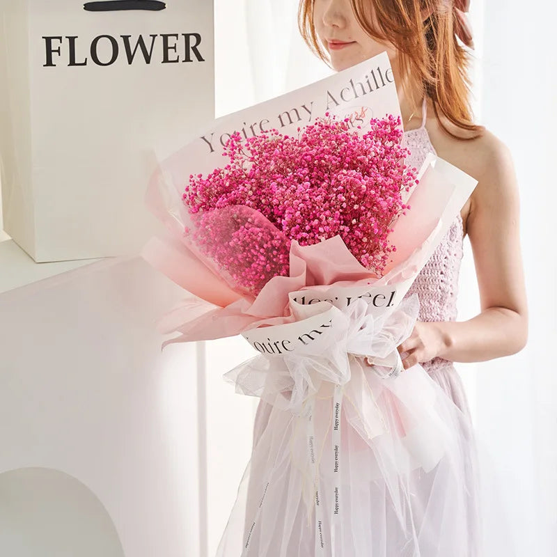 M117 Wholesale Dried Flower Bouquet Valentine's Day  Gift to Girlfriend Eternal Forever Flower Babysbreath Dried Flower Bouquet