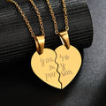 New Popular Jewelry Love Double Half Heart You Are My Person English Stainless Steel Couple Necklace