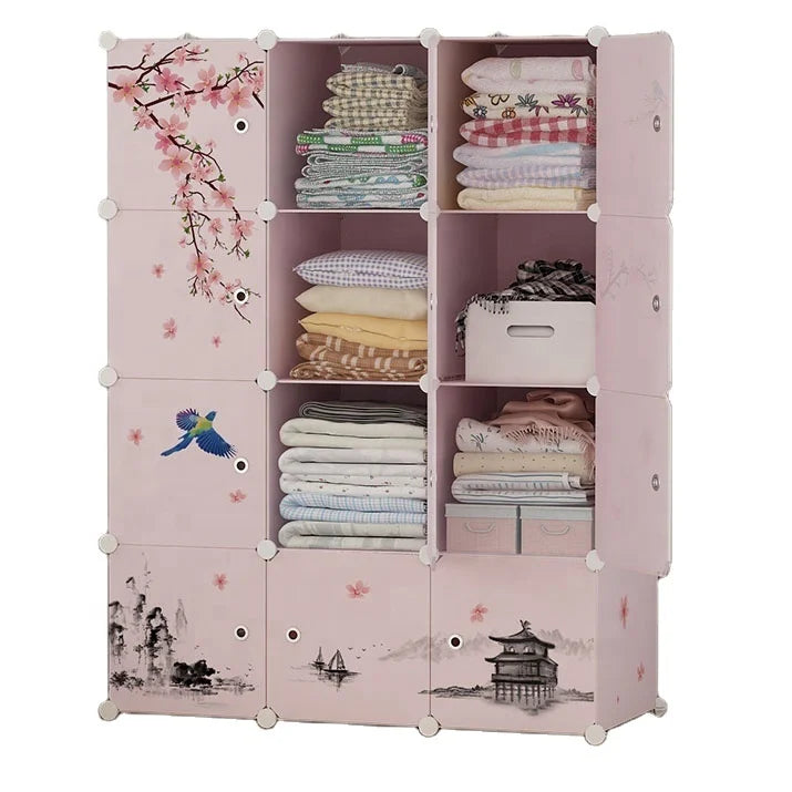 Maitian YG76721 DIY Plastic & Metal Foldable Extendable Convertible Modern Wardrobe for Kids Bedroom Furniture