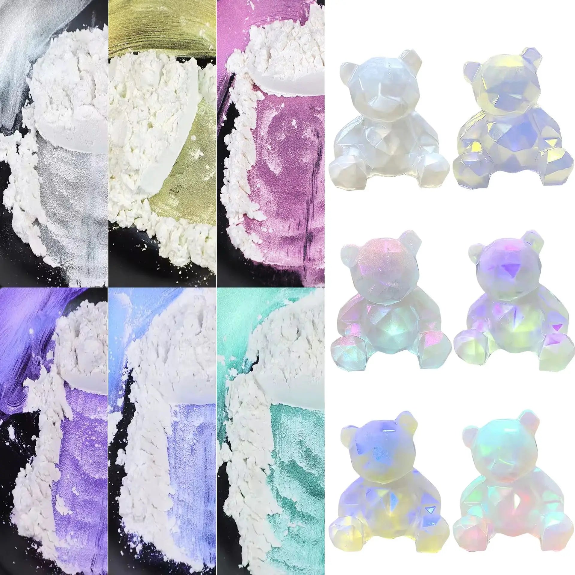 White Chrome Diamond Interference Pearlescent Pigment Diamond Mica Powder Pigments for DIY Nail Art.
