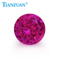 Lab Grown Ruby Round Shape Diamond Cut Synthetic Corundum Rose Pink Color Loose Gemstone with Inclusions