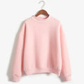RNSHANGER Woman Sweatshirts Sweet Korean O-neck Knitted Pullovers Thick Autumn Winter Candy Color Loose Hoodies for Women