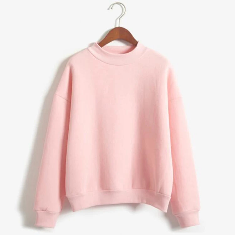 RNSHANGER Woman Sweatshirts Sweet Korean O-neck Knitted Pullovers Thick Autumn Winter Candy Color Loose Hoodies for Women